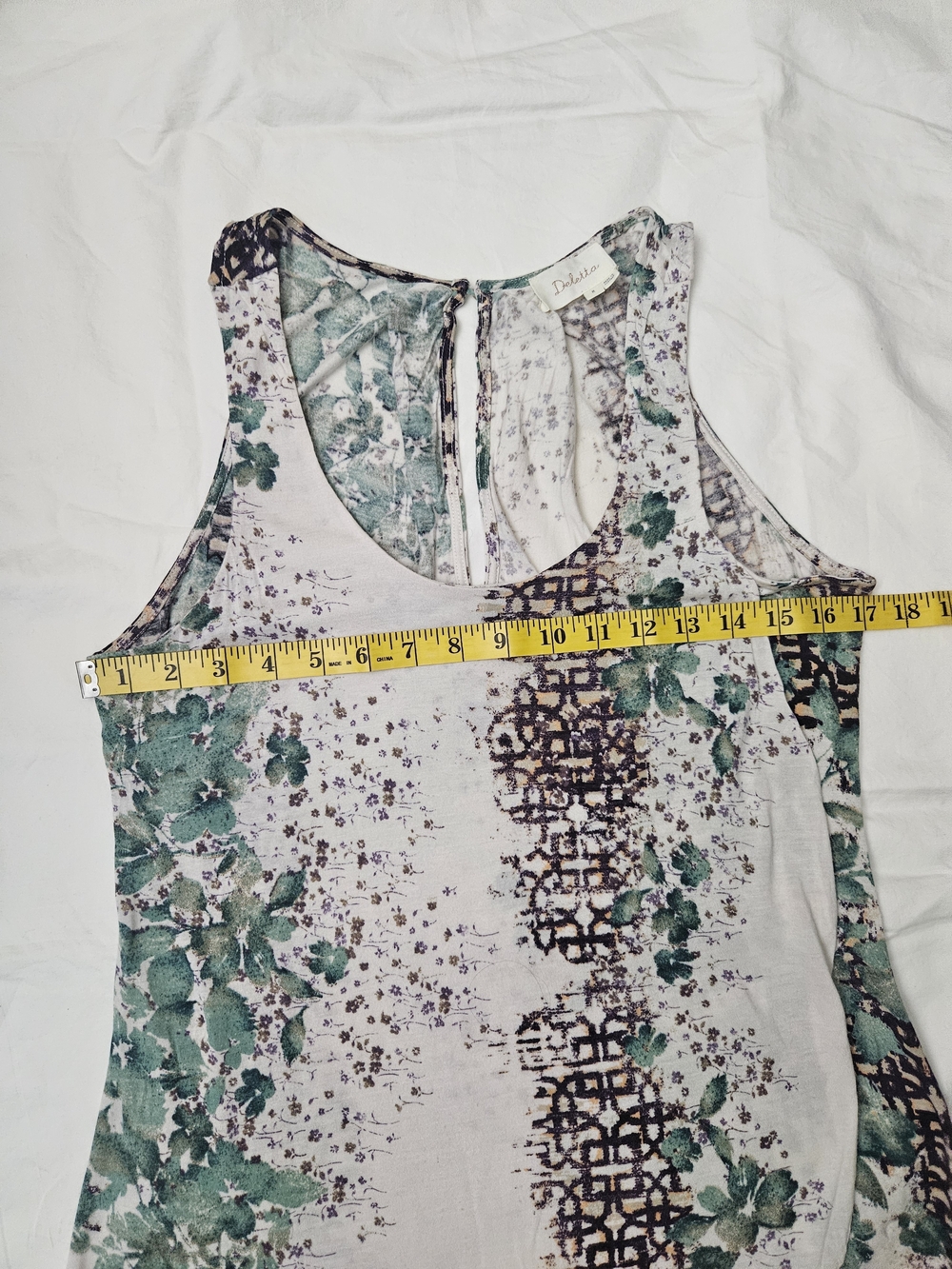 Anthropologie Deletta floral Tulip Hem Tank Sz Medium Keyhole Back - Picture 8 of 9
